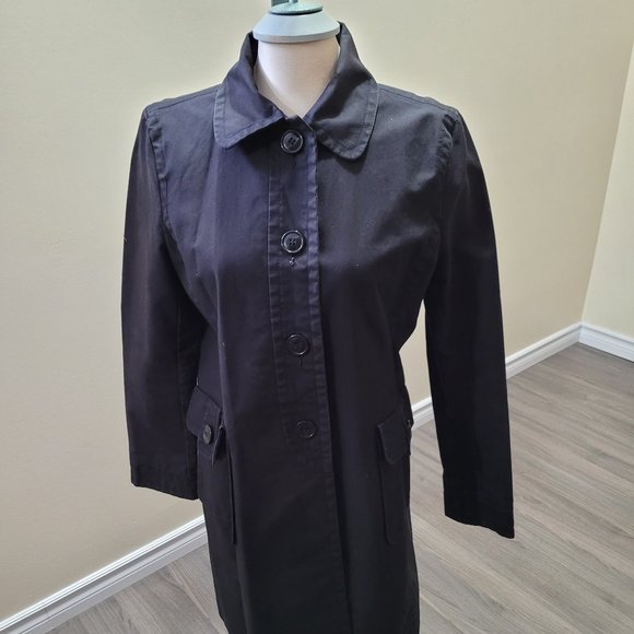 Nine west black trench coat long size L - Picture 2 of 9
